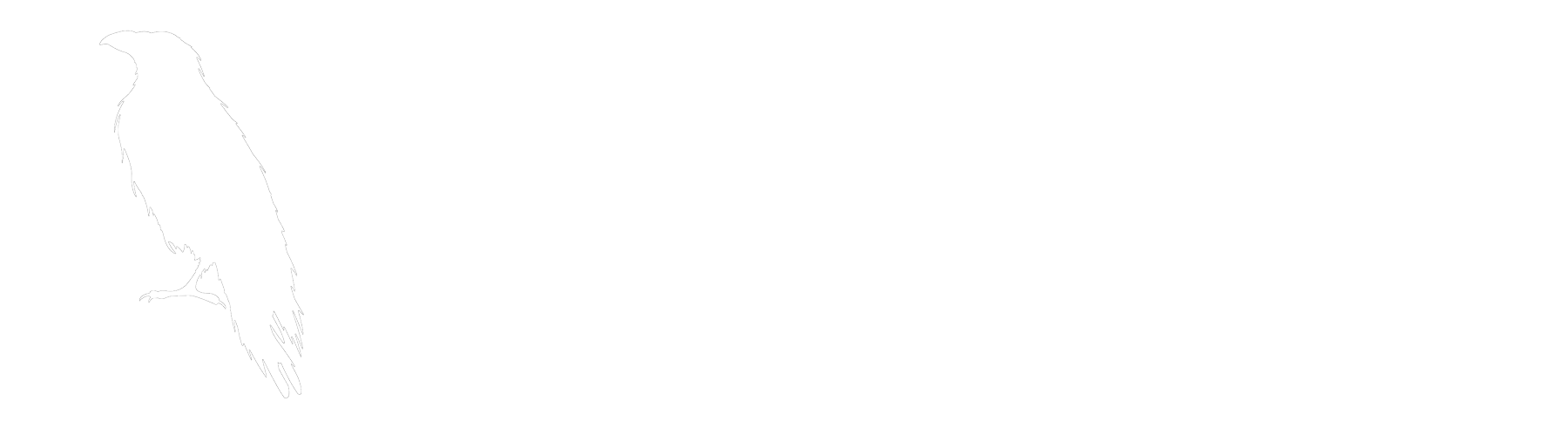 A white raven and sharp futuristic font that says ACAP in white lettering with an all black background