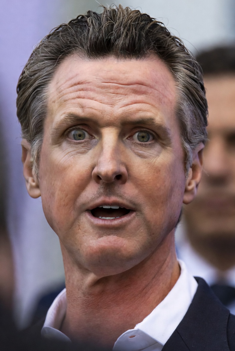 A picture of Gavin Newsom scared and pissing his boots to come up with a response. Think the movie Liar Liar.