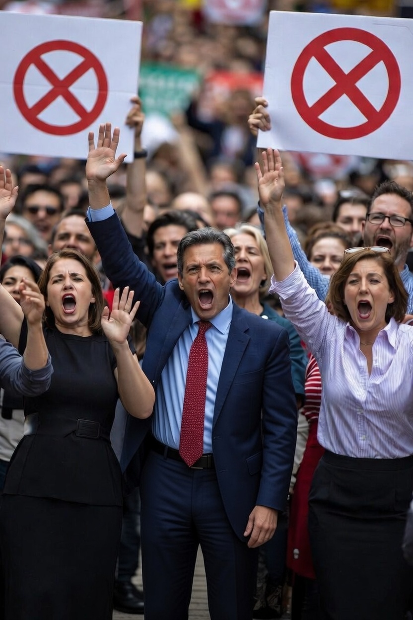 Mock photo of We The People coming out in protest against Jasmine Crockett being elected